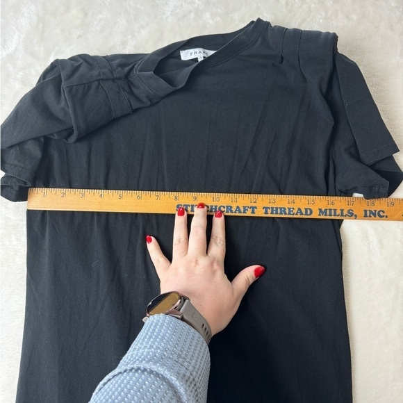 Frame T Shirt Dress Small Black Shoulder Pad Embellished Detail long - Picture 6 of 11